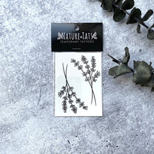 Lavender Twigs Temporary Tattoo, Collection of 2, Black Ink Tattoo Design, Botanical Drawing, Nature Tattoo