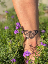 Monarch Butterfly Temporary Tattoo, Black Line Tattoo with Pops of White Ink, Winged Insect, Bug Tattoo, Symmetrical Tattoo