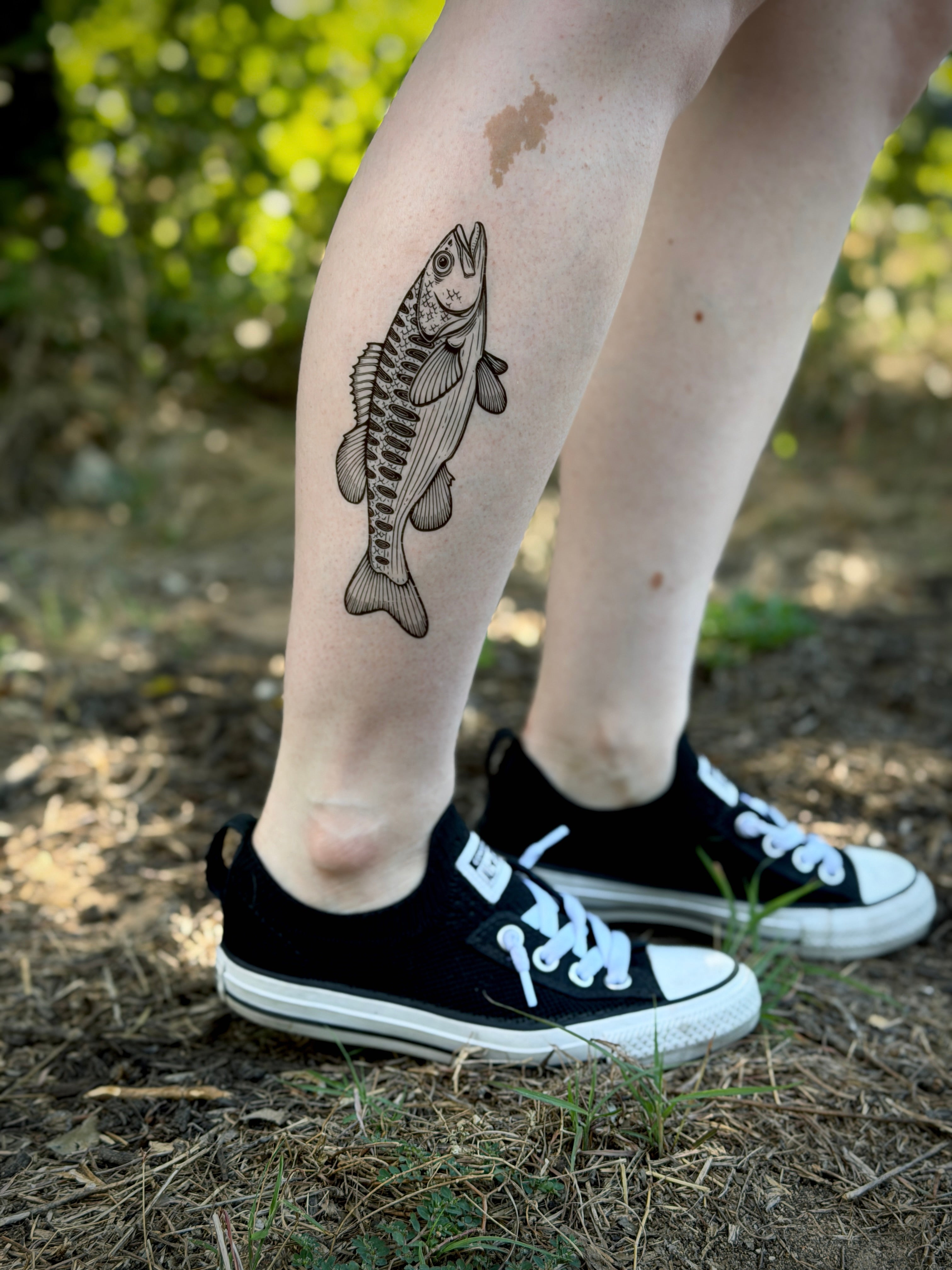 NatureTats Bass Fish Temporary Tattoo