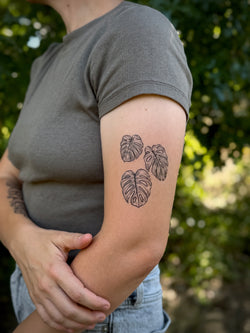 minimalist monstera tattoo Monstera Leaves Temporary Tattoo – Tropical Houseplant – NatureTats
