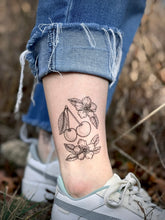 Cherry Flower Temporary Tattoo