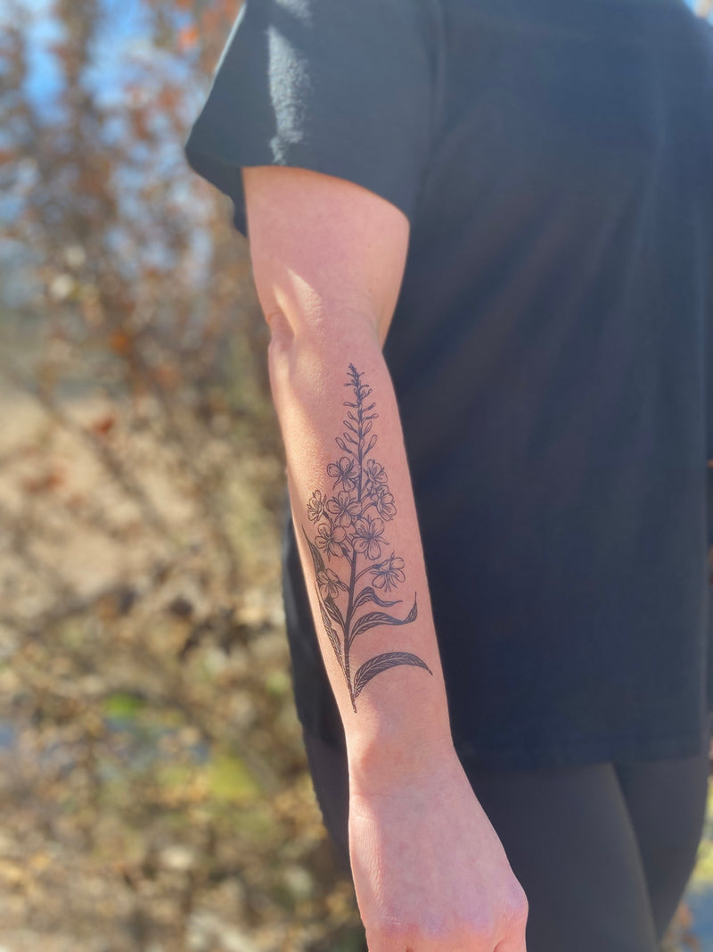 Fireweed Flower Temporary Tattoo, Wild Flower Tattoos, Floral Tattoo, Nature Tattoo, Spring Summer Tattoo