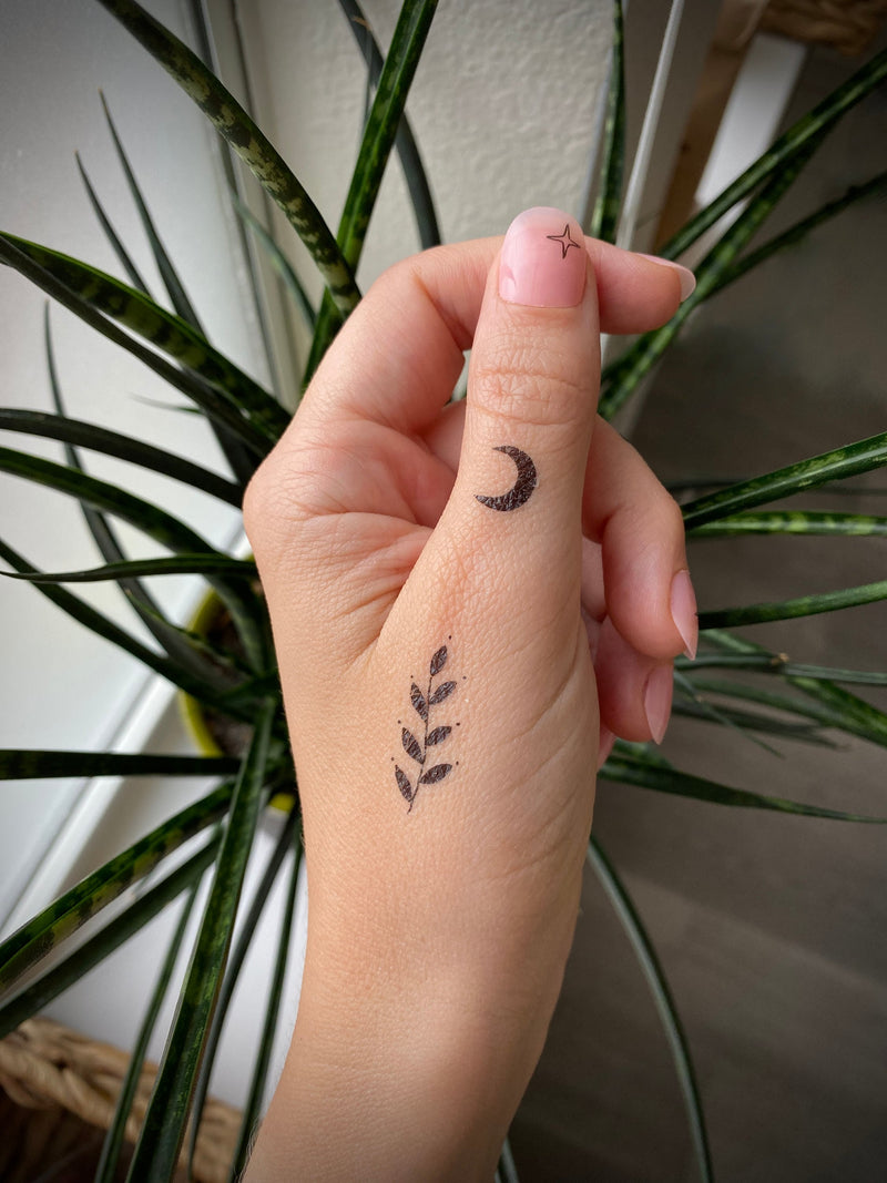 Tiny Wonders Temporary Tattoo Set, Sun Moon Tattoo, Finger Tattoos, Ear Tattoo, Face Tattoo, Tattoo Sheet Gift