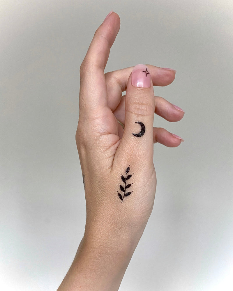 Tiny Wonders Temporary Tattoo Set, Sun Moon Tattoo, Finger Tattoos, Ear Tattoo, Face Tattoo, Tattoo Sheet Gift