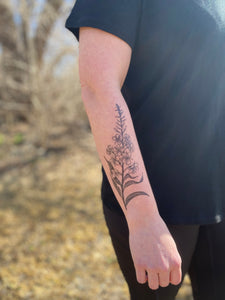 Fireweed Flower Temporary Tattoo, Wild Flower Tattoos, Floral Tattoo, Nature Tattoo, Spring Summer Tattoo