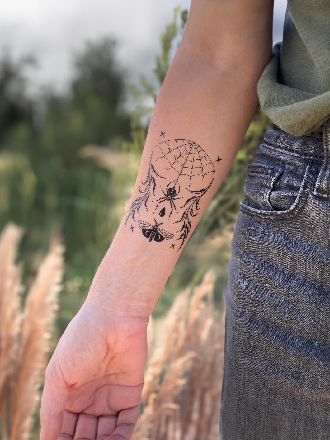 Widow & Willow Temporary Tattoos, Spider Web Tattoo, Black Widow, Arachnid Tattoo, Insect, Nature Tattoo, Spooky Season, Halloween Tattoo