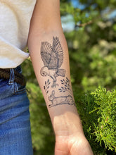 Owl & Rabbit Temporary Tattoo, Nature Tattoo, Bird Tattoo, Wildlife Art, Hand-Drawn Tattoo, Birds of Prey Art, Hare Tattoo