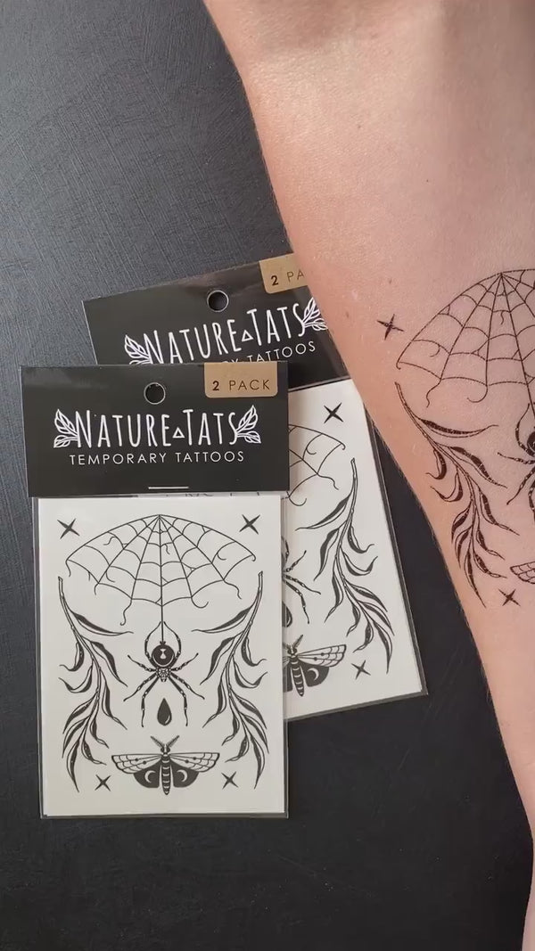 Widow & Willow Temporary Tattoos, Spider Web Tattoo, Black Widow, Arachnid Tattoo, Insect, Nature Tattoo, Spooky Season, Halloween Tattoo