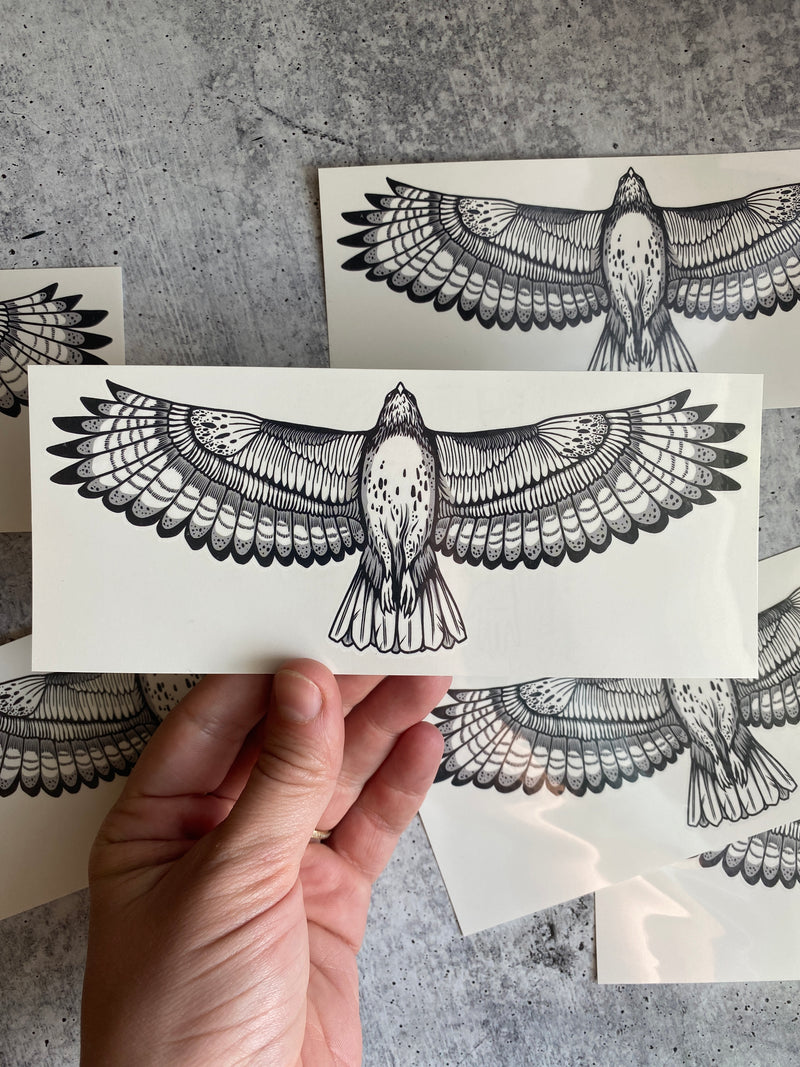 hawk temporary tattoo without packaging with a grey background 