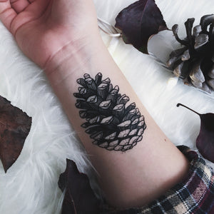 Pinecone Temporary Tattoo, Forest Findings, Pine Tree Seed Pod, Nature Tattoo