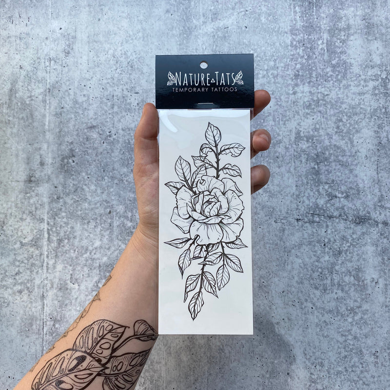 Rose Blossom Temporary Tattoo, Delicate Floral Tattoo, Botanical Tattoo