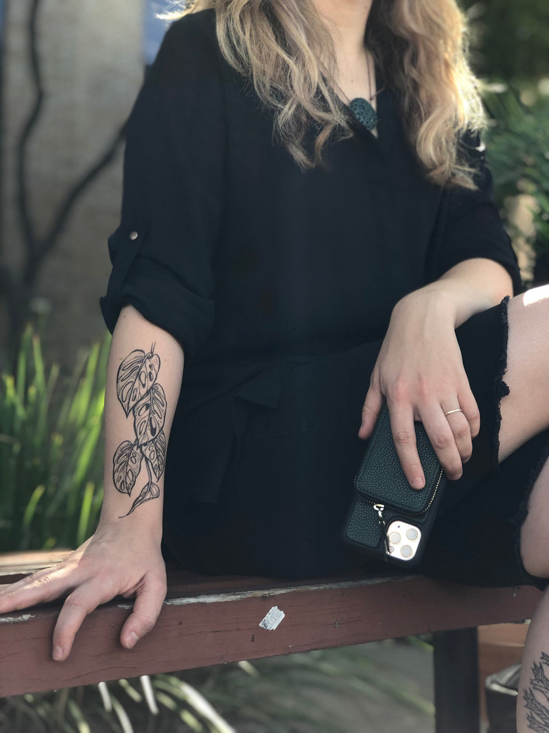 Monstera Vine Temporary Tattoo, Swiss Cheese Vine, Monstera Adansonii, Tropical Leaf, House Plants, Hand-Drawn, Art, Botanical Illustration