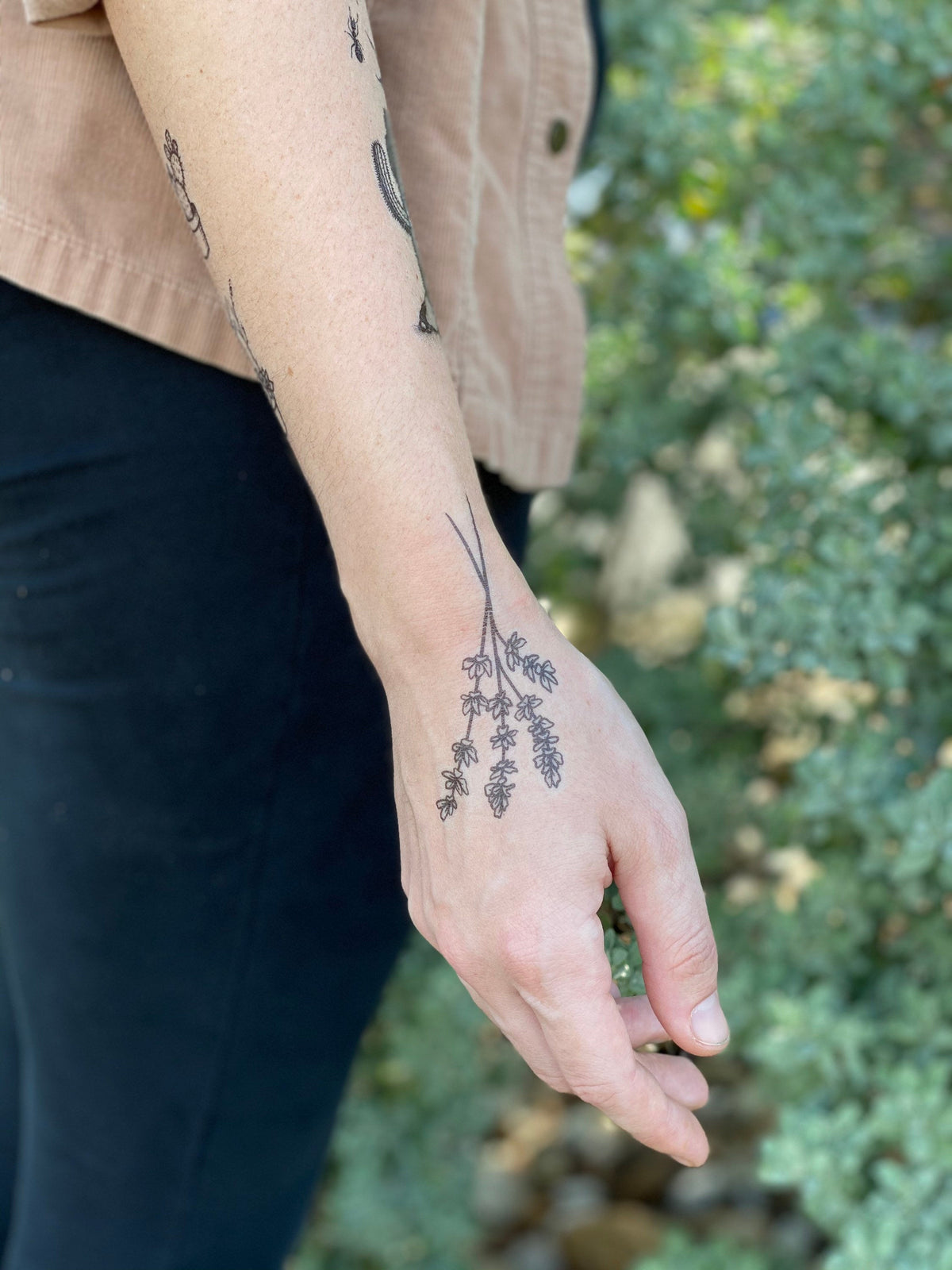 lavender plant tattoo Lavender Temporary Tattoo – Garden Herb Design – NatureTats