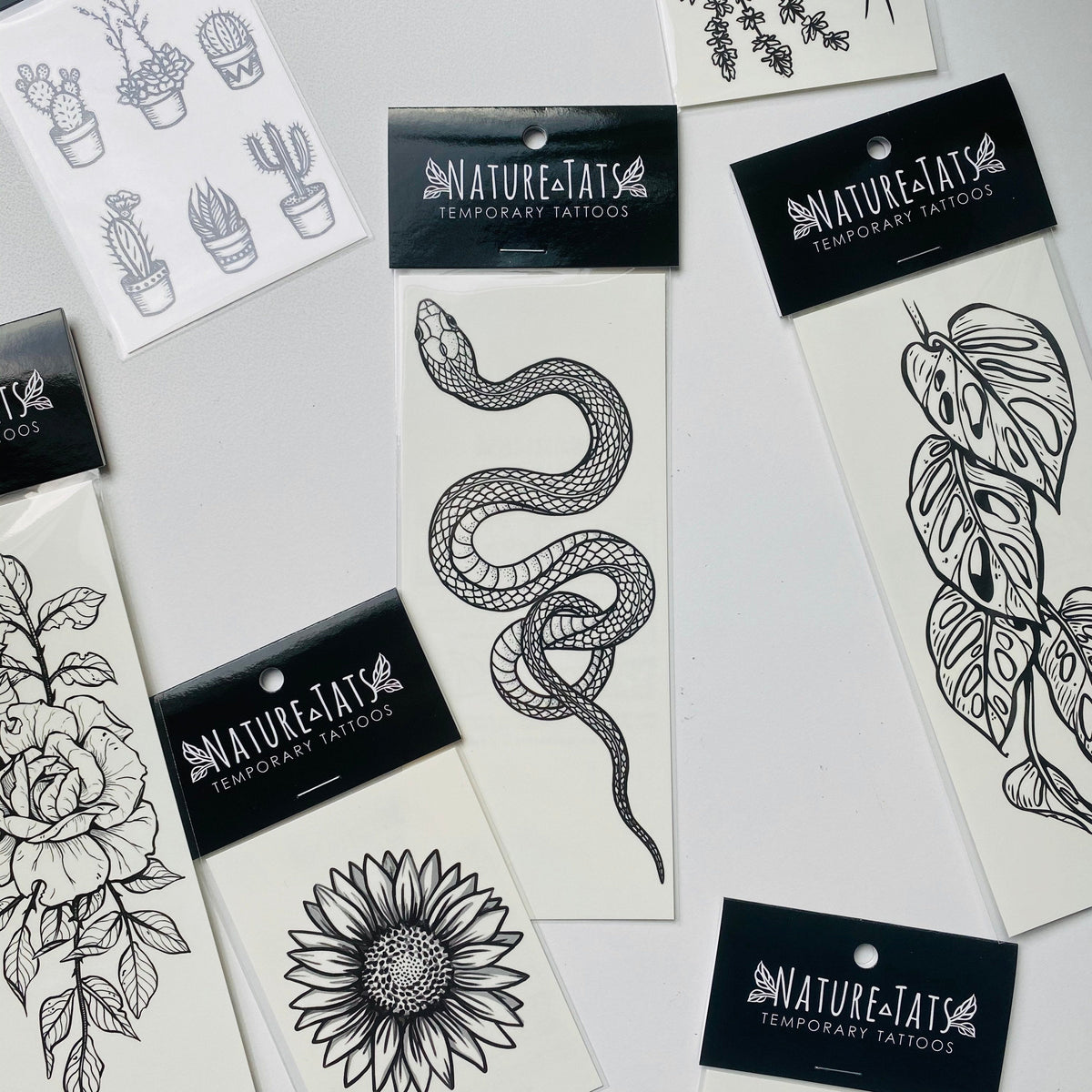 black and white succulent tattoo Potted Cactus Temporary Tattoo – Desert Succulent – NatureTats