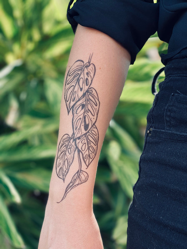 house plants tattoo Monstera Vine Temporary Tattoo – Tropical Houseplant – NatureTats