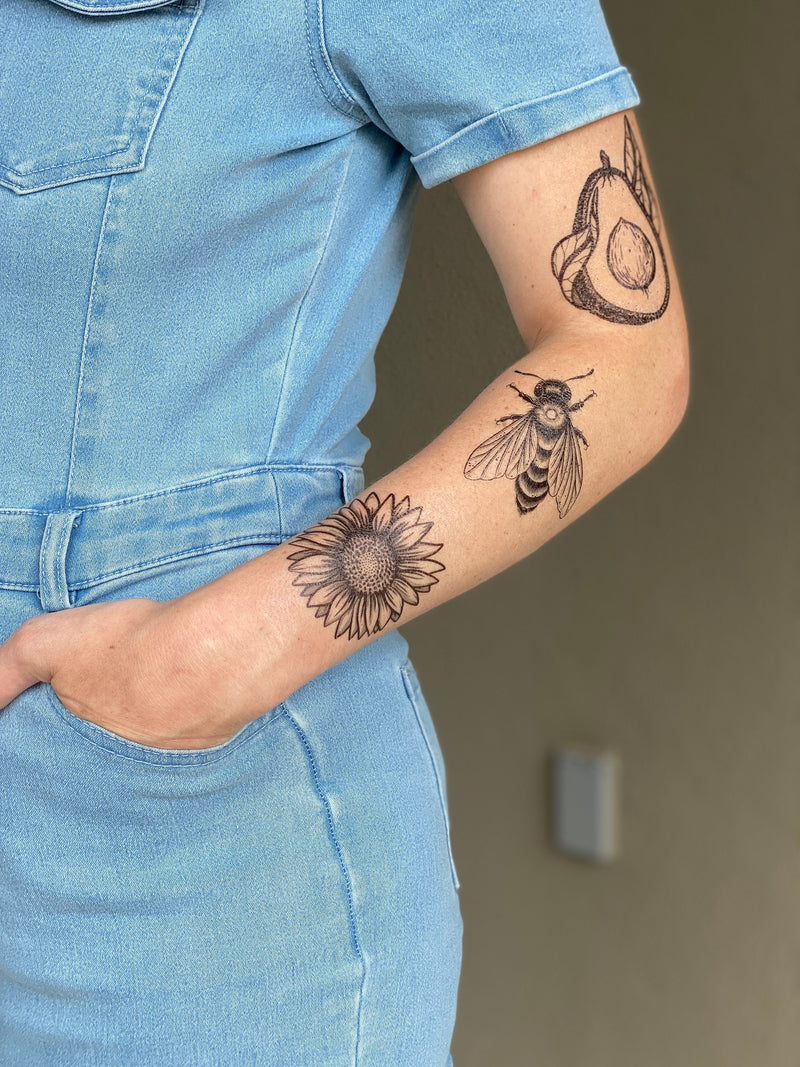 Mystery Temporary Tattoo Grab Bag x10, Nature Inspired Designs, Plants, Floral, Insects, Animals, Landscapes, Stocking Stuffer
