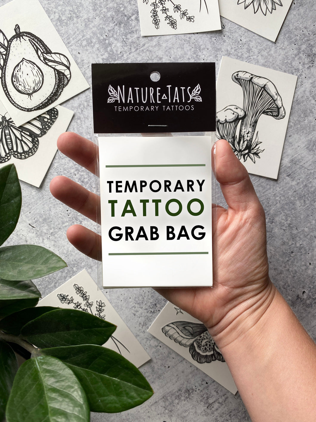 Mystery Temporary Tattoo Grab Bag x10, Nature Inspired Designs, Plants, Floral, Insects, Animals, Landscapes, Stocking Stuffer
