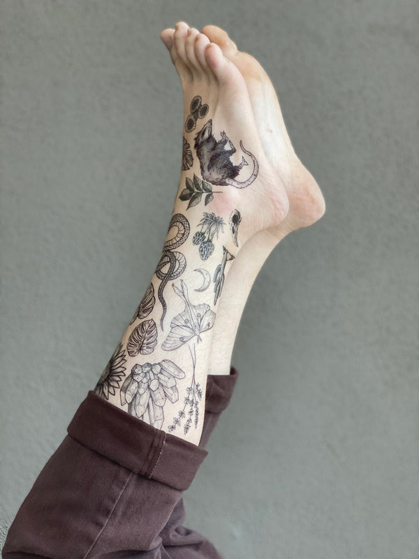 Mystery Temporary Tattoo Grab Bag x10, Nature Inspired Designs, Plants, Floral, Insects, Animals, Landscapes, Stocking Stuffer