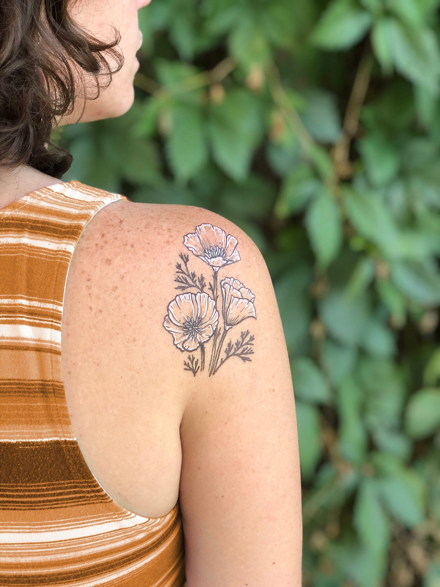 Golden Poppy Flower Temporary Tattoo NatureTats
