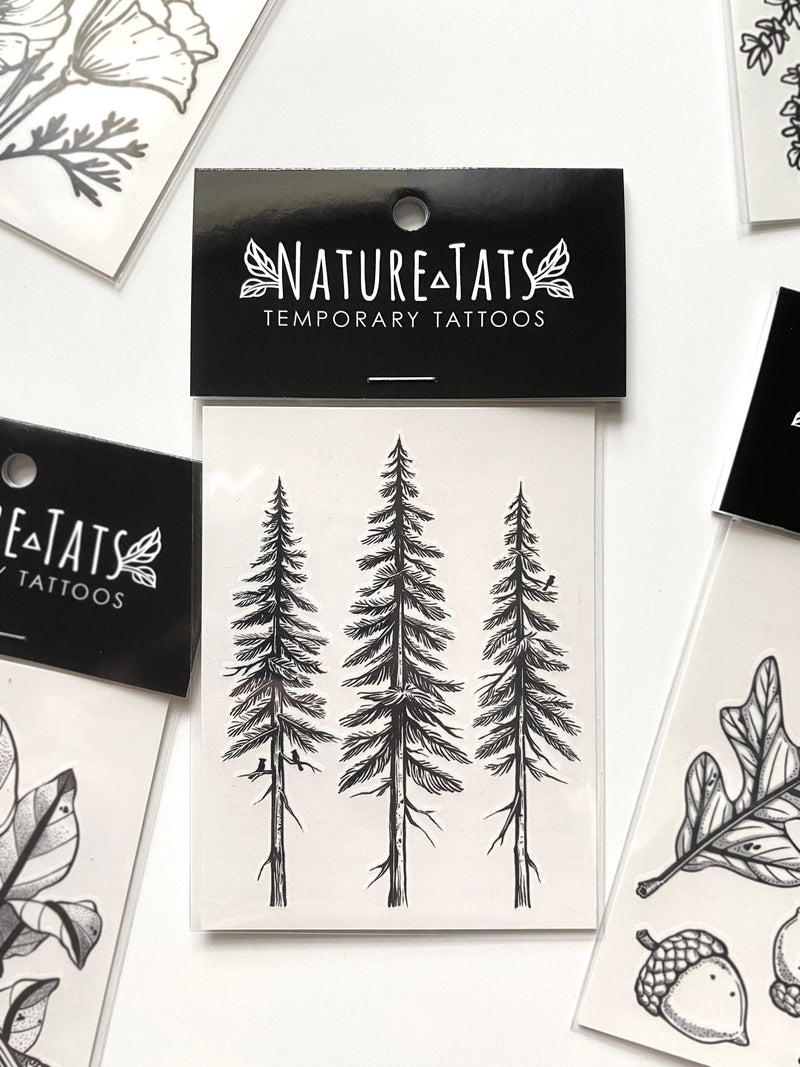 Pine Trees Temporary Tattoo, Forest Lover Gift, Stocking Stuffers & Party Favors