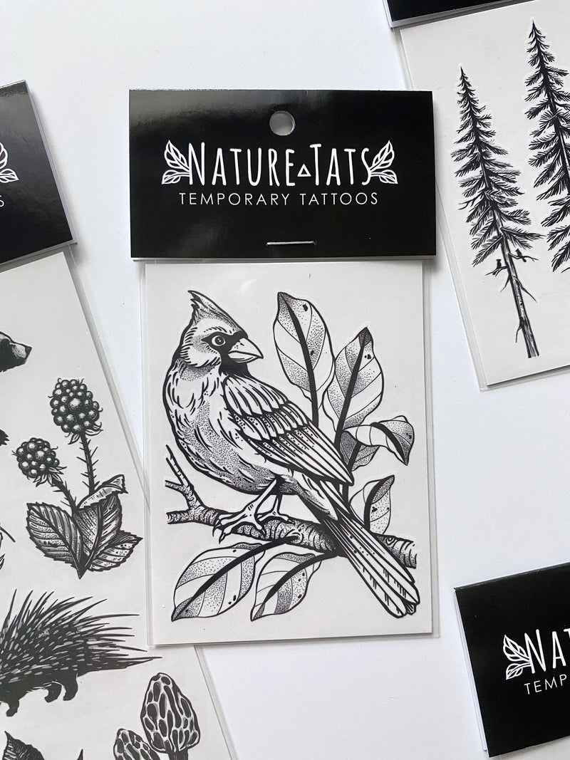 Cardinal Bird Temporary Tattoo, Bird Lover Gift, Stocking Stuffers & Party Favors