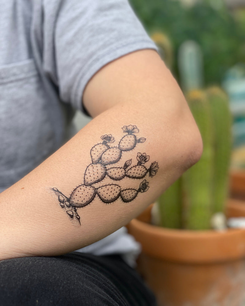 Prickly Pear Cactus Temporary Tattoo, Cactus Lover Gift, Stocking Stuffers & Party Favors