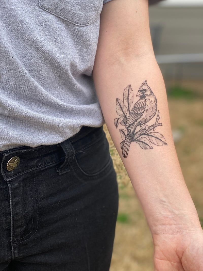 Cardinal Bird Temporary Tattoo, Bird Lover Gift, Stocking Stuffers & Party Favors