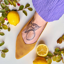 Lemon Temporary Tattoo, Fruit and Vegetable Art, Stocking Stuffers & Party Favors