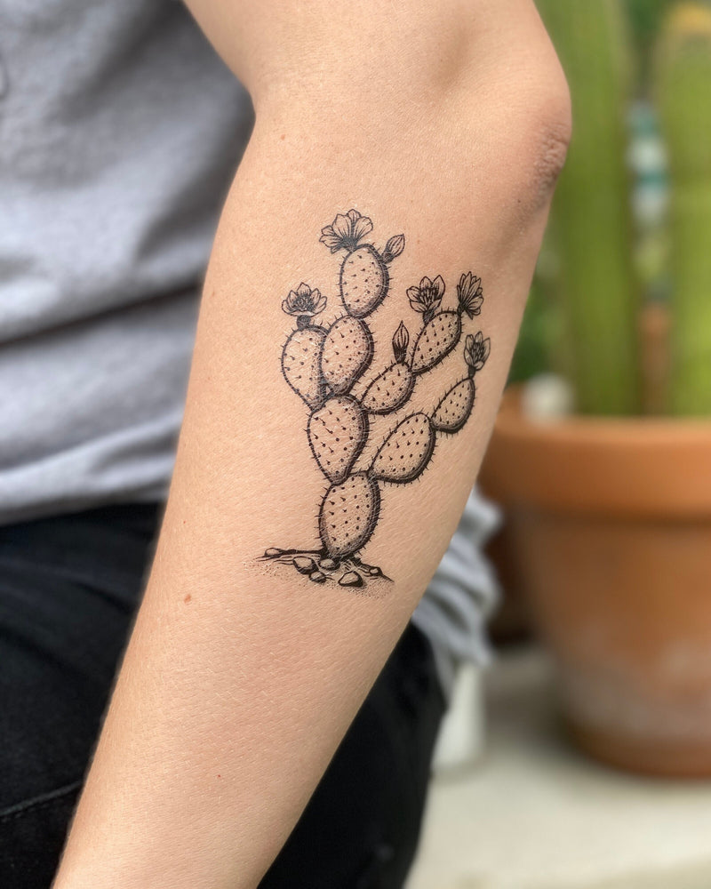 Prickly Pear Cactus Temporary Tattoo, Cactus Lover Gift, Stocking Stuffers & Party Favors