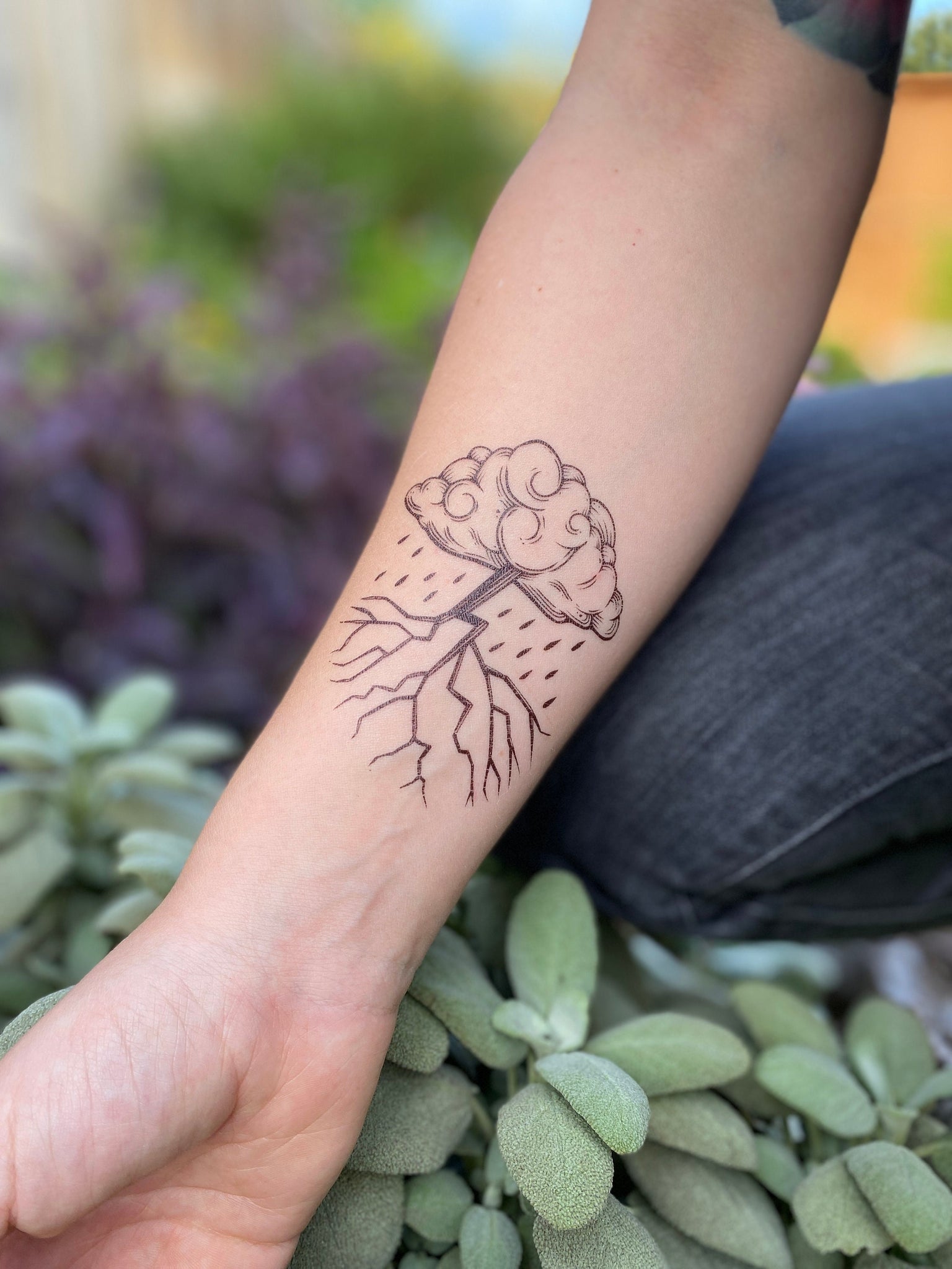 Outline Raining Clouds Tattoo Image