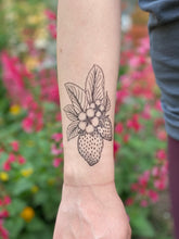 Strawberry Temporary Tattoo, Fruit Tattoo, Stocking Stuffers & Party Favors