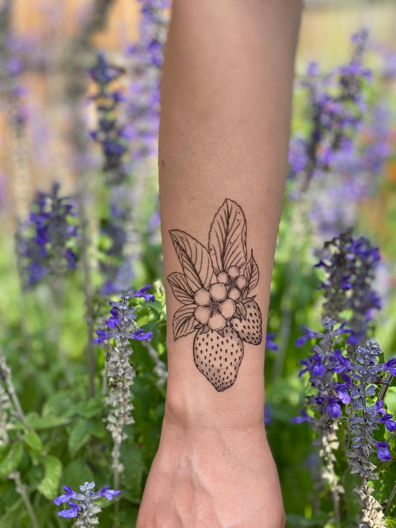 Strawberry Temporary Tattoo, Fruit Tattoo, Stocking Stuffers & Party Favors