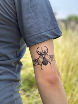 Rhinoceros Beetle Temporary Tattoo, Winged Beetle Tattoo, Insect, Bug, Nature Tattoo, Stocking Stuffer
