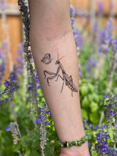 Praying Mantis Temporary Tattoo, Black Line Tattoo, Winged Insect Tattoo, Bug Tattoo, Party Favors