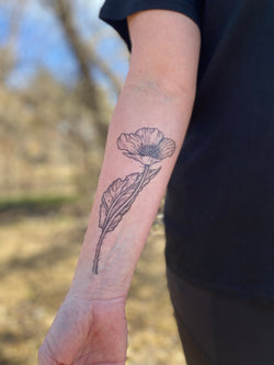 Wild Poppy Flower Temporary Tattoo, Wild Flower Tattoos, Floral Tattoo, Botanical Tattoo, Nature Tattoo, Stocking Stuffer