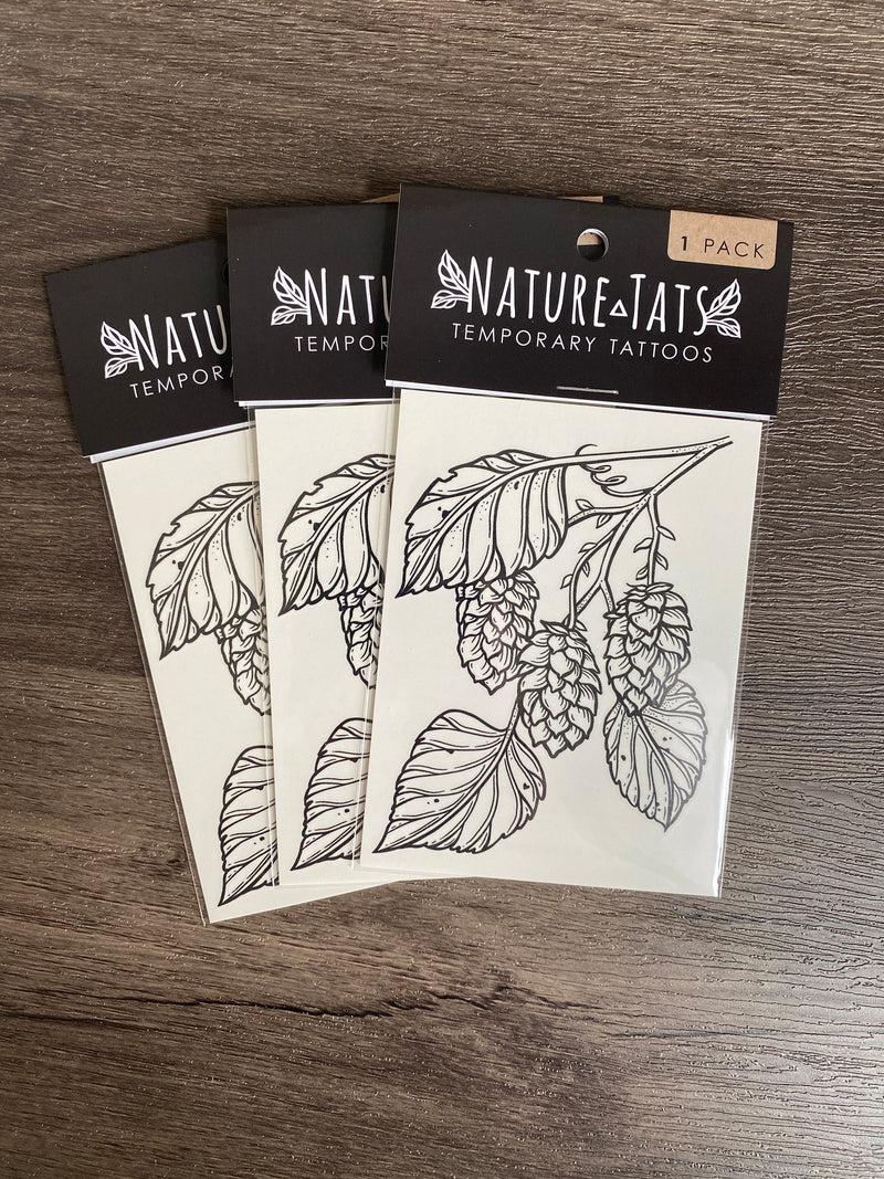 Hops Vine Temporary Tattoo, Black Line Tattoo, Botanical, Nature, Beer Lover Gift, Brewery Gift