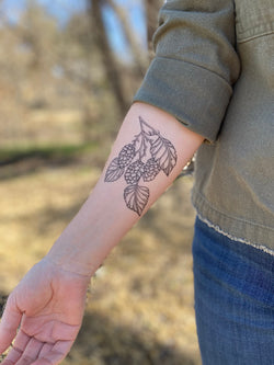 Hops Vine Temporary Tattoo, Black Line Tattoo, Botanical, Nature, Beer Lover Gift, Brewery Gift