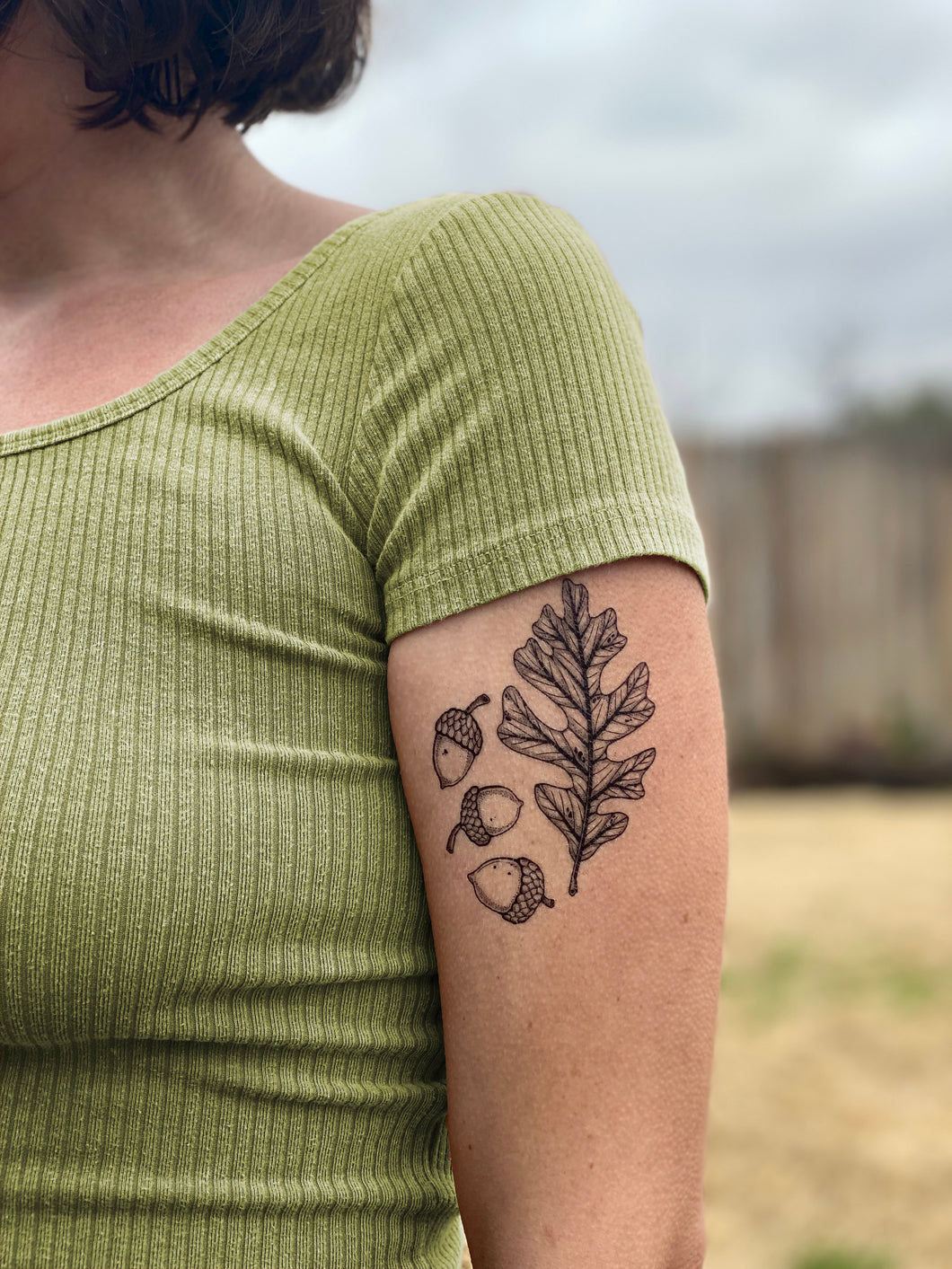 Acorn and Oak Leaves Temporary Tattoo